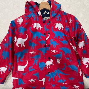 Hatley Red Raincoat with Blue and White Dinosaur Print